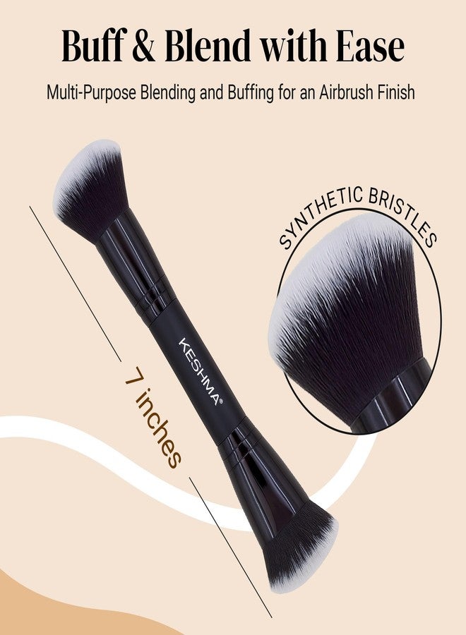 Keshima Dual-Ended Blush, Bronzer & Contour Makeup Brush - Dense Liquid End & Fluffy Powder End, Multi-Purpose Blending and Buffing for an Airbrush Finish, Works with Liquid, Cream & Powder, Black - Image 2